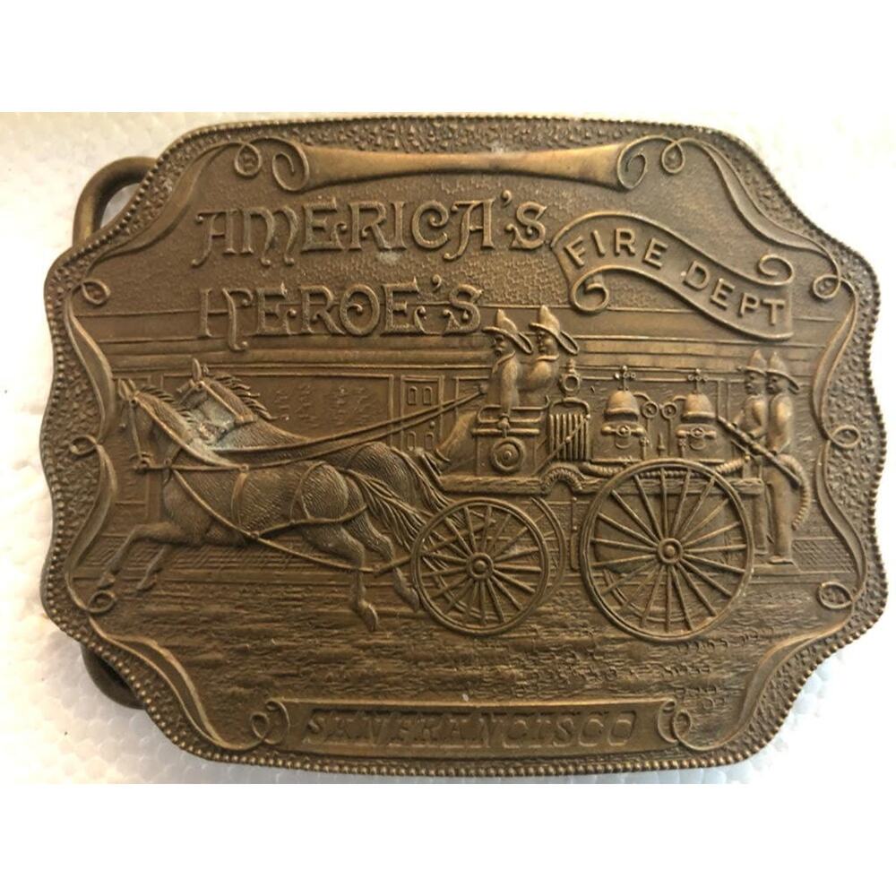 Vintage American's Heroe's Fire Dept Antique Classic Lightweight Belt Buckle